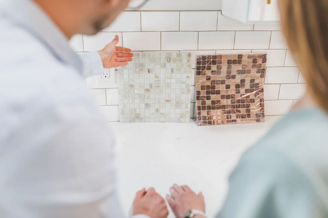 A real conversation comparing tile samples for an interior finish